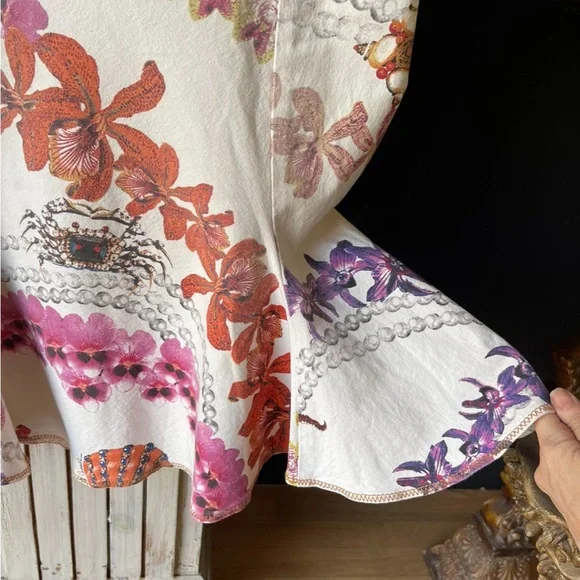 ROBERTO CAVALLI Vintage Orchid Jeweled Sea Life Gored Sexy Denim Skirt U… - Picture 13 of 15